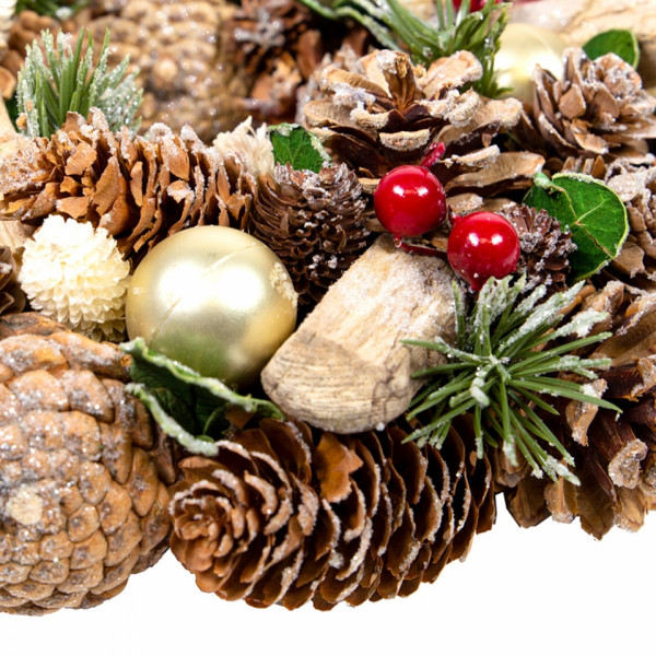 Венок новогодний Christmas d22 см, пласт./дерев., коричневый