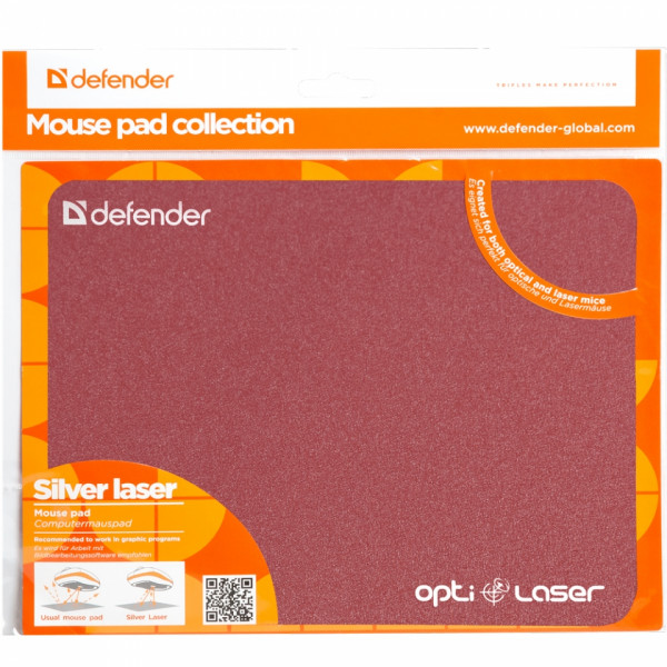 коврик для мыши Defender Silver opti-laser 220х180х0.4 мм 