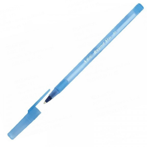 Ручка шарик. Bic Round Stic 0,32 мм, пласт., голубой, стерж. синий
