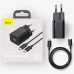 Сетевое зарядное устройство Baseus TZCCSUP-L01 Super Si Quick Charger Type-C 25W кабель Type-C-Type-C 1m Black