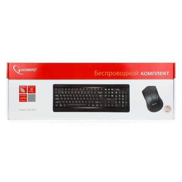 комп. клавиатура+мышь беспроводные Gembird KBS-8001 черная 
