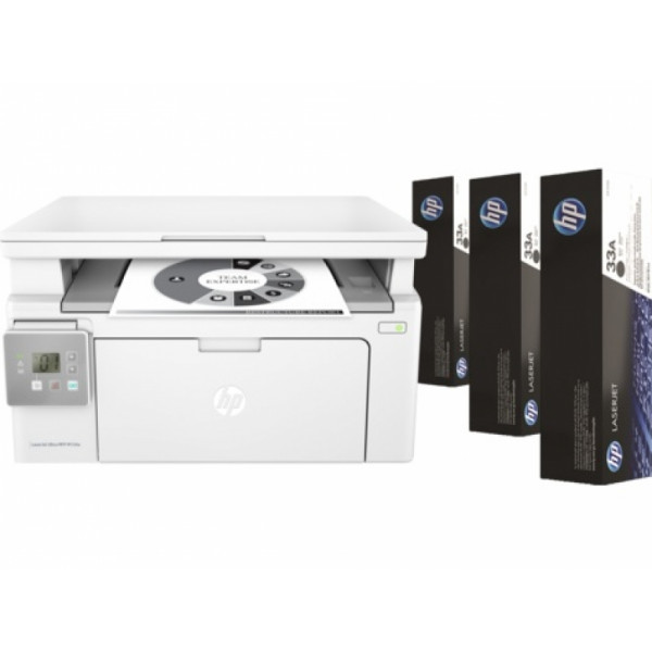 Принтер HP LaserJet Ultra MFP M134a МФУ монохром, принтер-сканер-копир 3 тонер-картриджа 33A в комплекте 