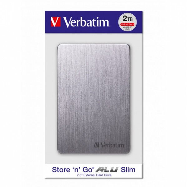 комп. портативный диск 2.5 2TB USB 3.2 серый Store 'n' Go Alu Slim GEN1 SPACE GREY Verbatim