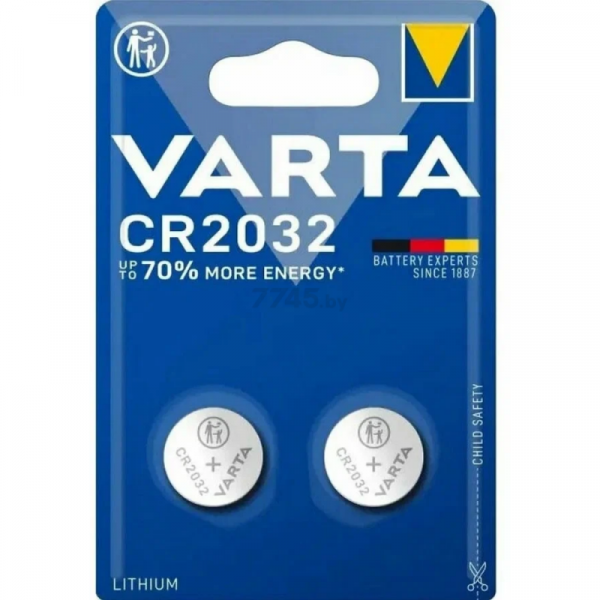 бат_гальв. литиевый дисковый 3 V  CR2032 VARTA LITHIUM 2шт