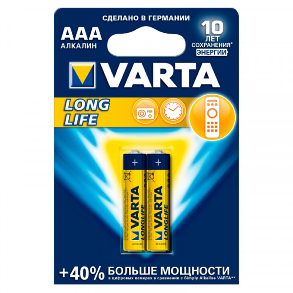 бат_гальв. эл-т щел. алкал. 1,5 V LR03 ААА 2шт. VARTA LONGLIFE