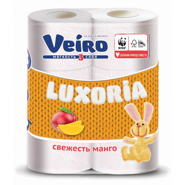 Бумага туалетная VEIRO Luxoria Aroma, 3-сл., 6 шт/уп, белая, арт. 5C36