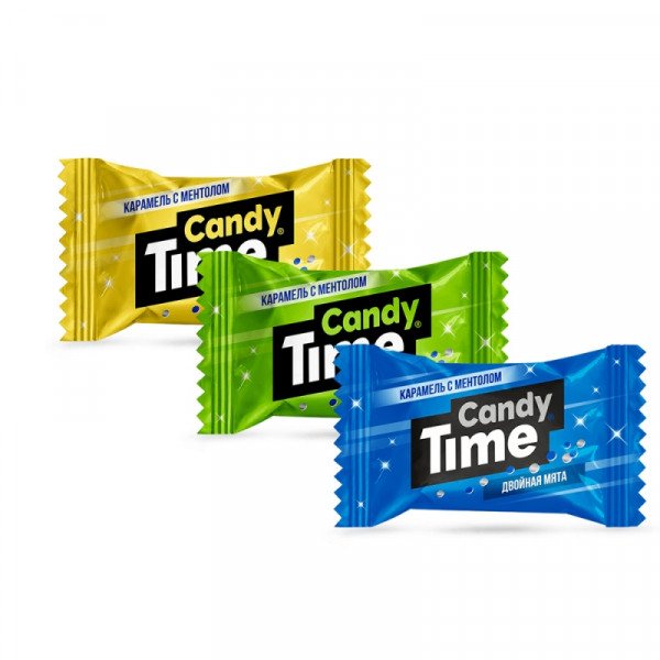 Карамель леденцовая Sla Sti. Candy time 1000 г., со вкусом мяты, морозного яблока, ледяного лимона