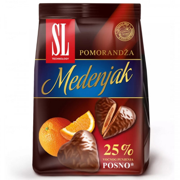 Пряники SL. Medenjak 150 г., имбирные, с апельсиновой начинкой