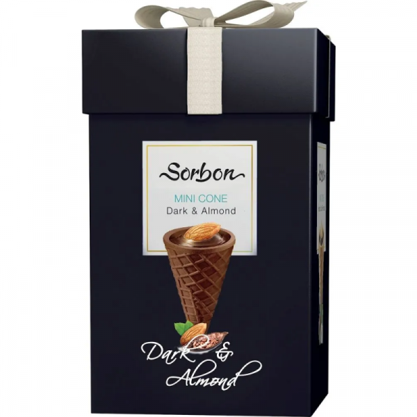 Конфеты Sorbon. Черный 200 гр., хрустящий мини-рожок миндаль и воздушные зерна