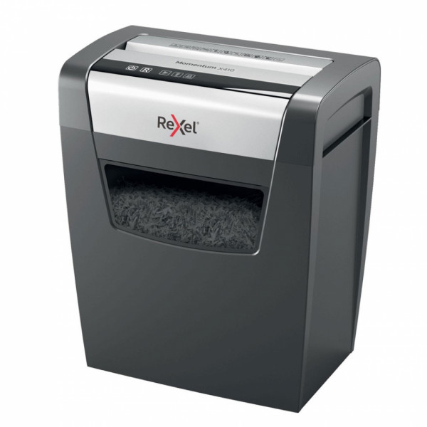 Уничтожитель Rexel Momentum X410 P-4, 4*28мм, до 10 листов, 23 литра