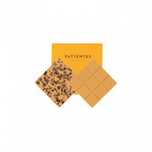 Шоколад белый Patiswiss 70 г., с карамелизированным молоком и кусочками какао-бобов