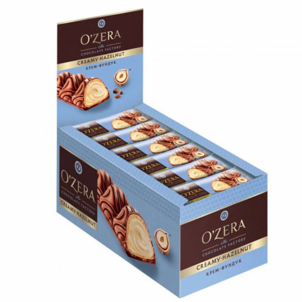 Вафельный батончик O`Zera Creamy Hazelnut 23 гр., с молочно-ореховой начинкой