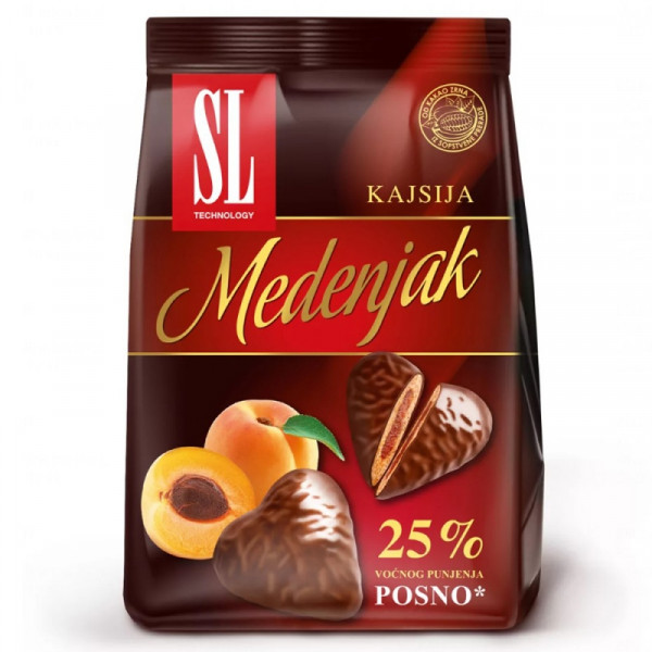 Пряники SL. Medenjak 150 г., имбирные, с абрикосовой начинкой Пряники SL. Medenjak 150 г., имбирные, с абрикосовой начинкой