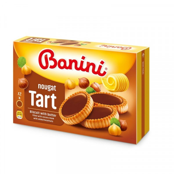 Печенье Banini.Tart Nougat 210 гр., с какао-начинкой и фундуком