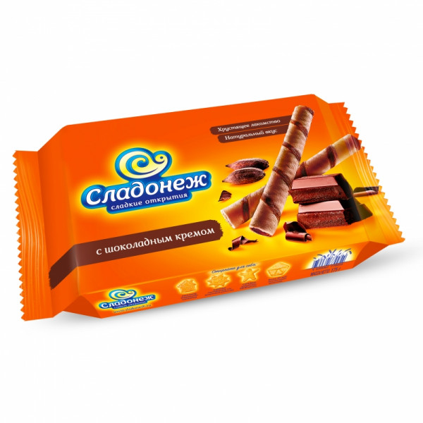 Вафельные трубочки Сладонеж с шоколадным кремом, 175 гр. 