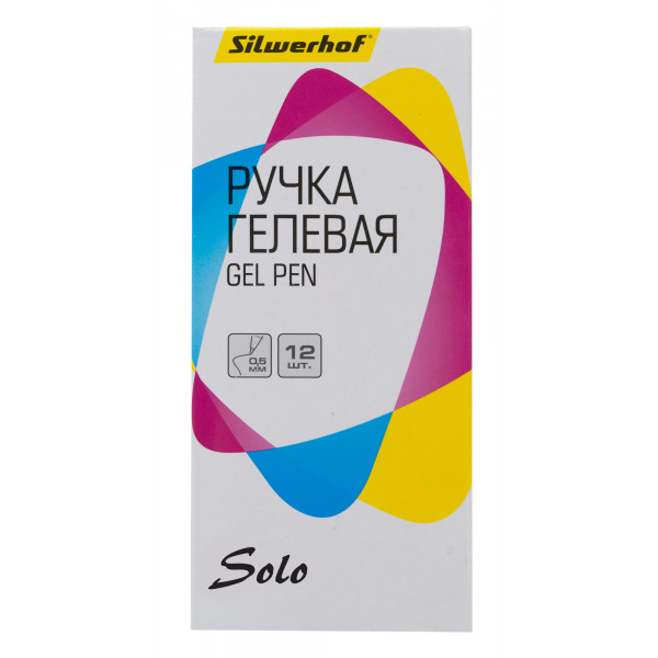 Ручка гелев. Silwerhof Solo 1474295 d0.5мм черные кор.карт. сменный стержень игловидный пиш. наконечник