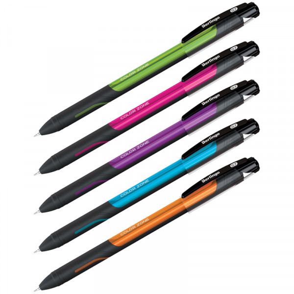 Ручка шарик.Berlingo Color Zone stick 0.5 мм, пласт.ассорти, стерж.синий