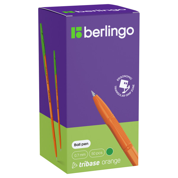 Ручка шариковая Berlingo Tribase Orange корпус оранжевый, стержень зеленый