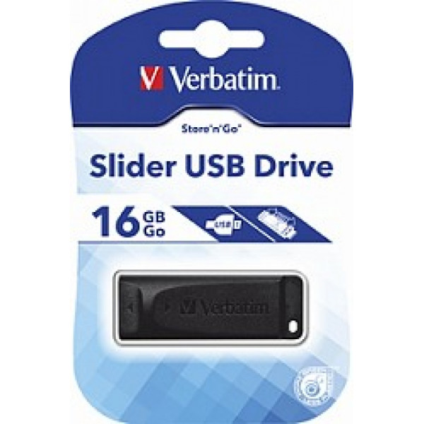 Карта памяти USB Flash 2.0 16 Gb Slider пластик, черный