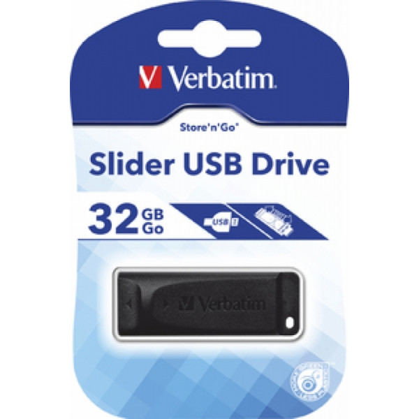 Карта памяти USB Flash 2.0 16 Gb Slider пластик, черный