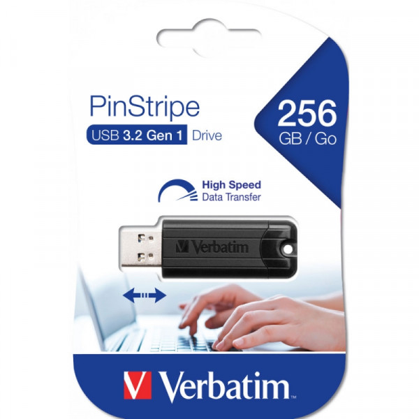 Карта памяти USB Flash 3.2 256 Gb PinStripe Store 'n' Go пластик, черный