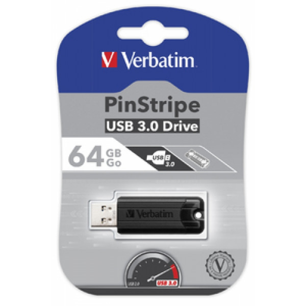 Карта памяти USB Flash 3.2 64 Gb PinStripe Store 'n' Go пластик, черный