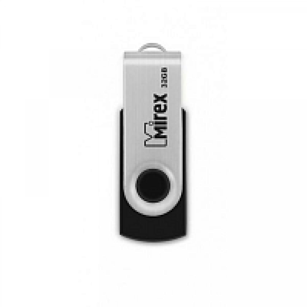 Карта памяти USB Flash 2.0 32 Gb SWIVEL BLACK, пластик, металл, Mirex