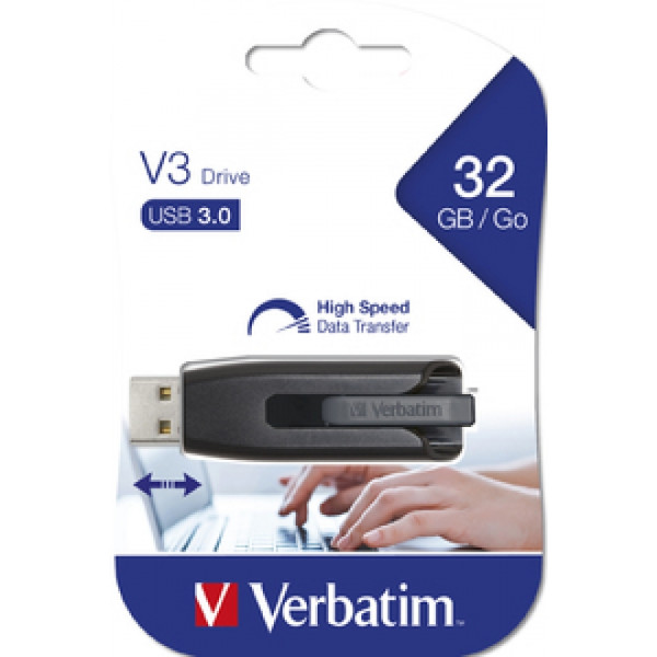 Карта памяти USB Flash 3.2 64 Gb V3 Store 'N' Go пласт., черный/серый Скорость чтения: до 80 МБ/с