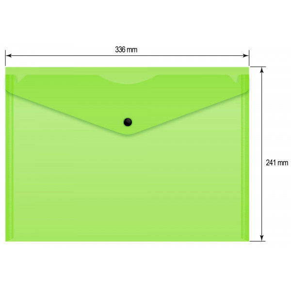 Конверт на кнопке Бюрократ Double Neon DNEPK803A4LETT A4 гориз. пластик 0.18мм салатовый