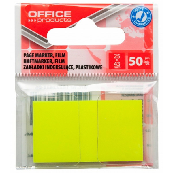 Закладки пласт. Office products 25*43 мм, 50 шт., желтый