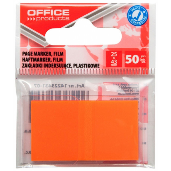 Закладки пласт. Office products 25*43 мм, 50 шт., оранжевый