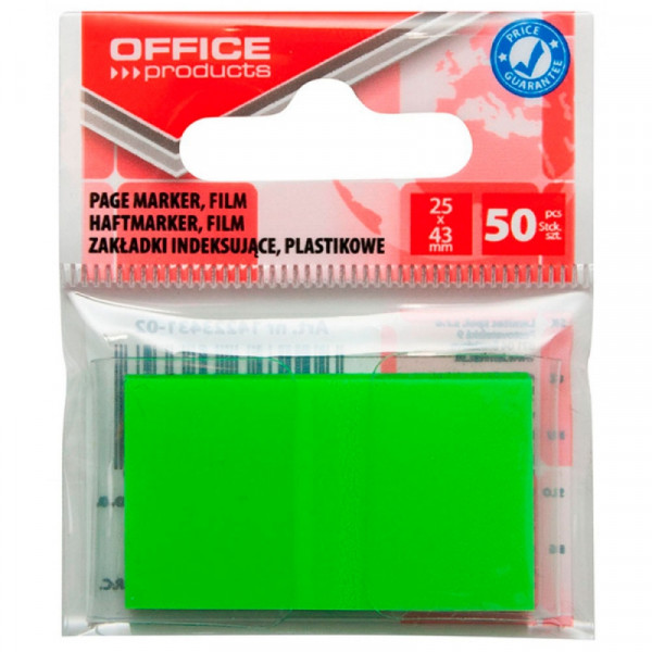 Закладки пласт. Office products 25*43 мм, 50 шт., зеленый