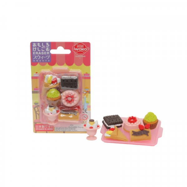 Ластик IWAKO Sweets 6 шт., фигурные, ассорти, блистер Ластик IWAKO Sweets 6 шт., фигурные, ассорти, блистер