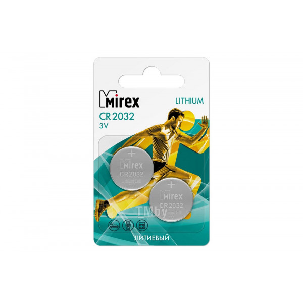 Батарейки литиевые Mirex CR2032 3V 2BP, 2шт/уп