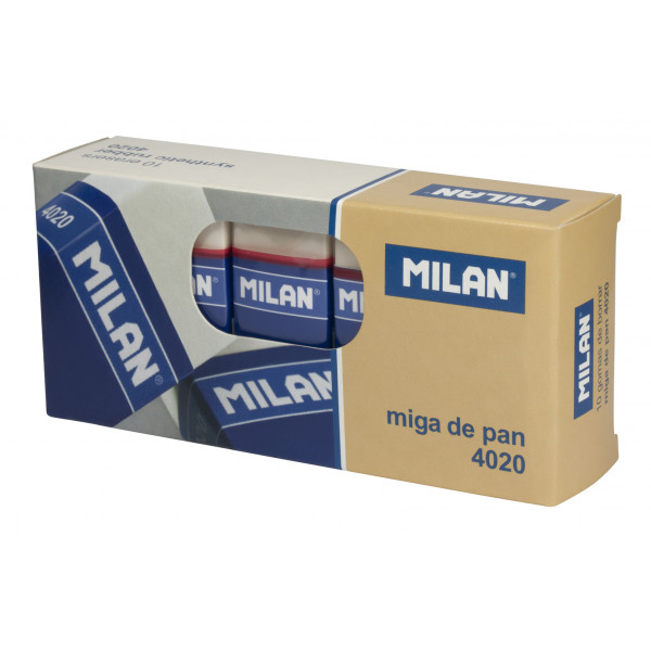 Ластик Milan 4020, прямоугольный, синтетический каучук, картонный держатель, 55*23*13мм, CMM4020