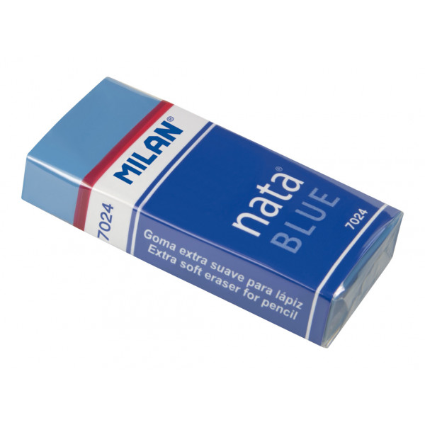 Ластик Milan Nata Blue 7024, прямоугольный, пластик,карт.держатель,синий, 50*23*10мм, арт.CPM7024B