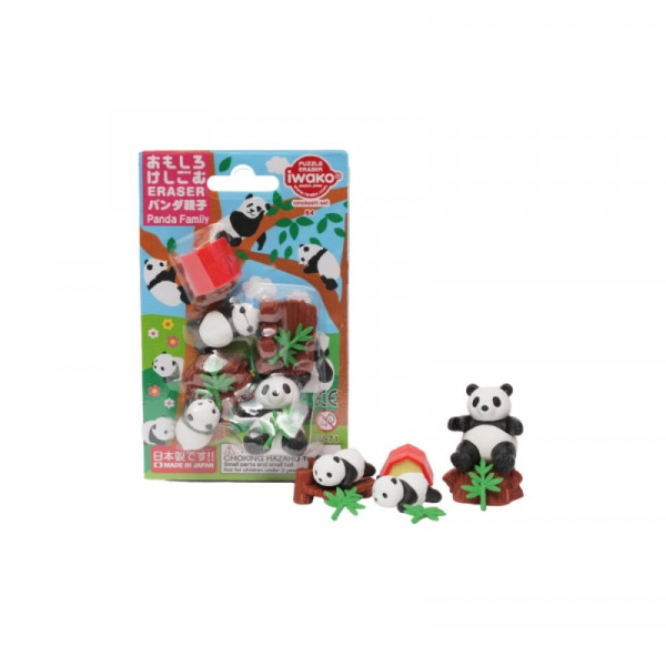 Ластик IWAKO Panda Family 6 шт., фигурные, ассорти, блистер