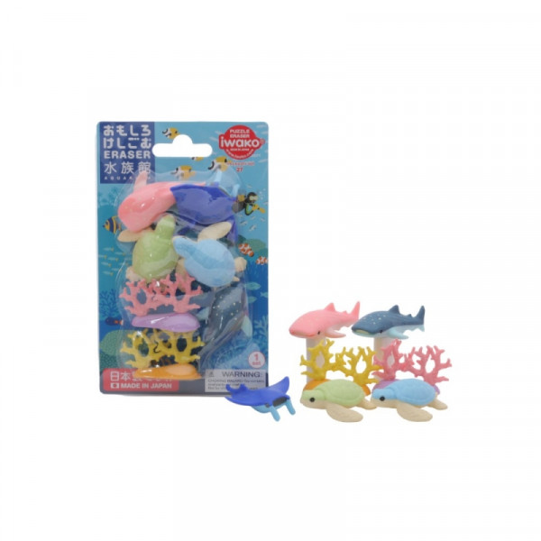 Ластик IWAKO Aquarium 7 шт., фигурные, ассорти, блистер Ластик IWAKO Aquarium 7 шт., фигурные, ассорти, блистер