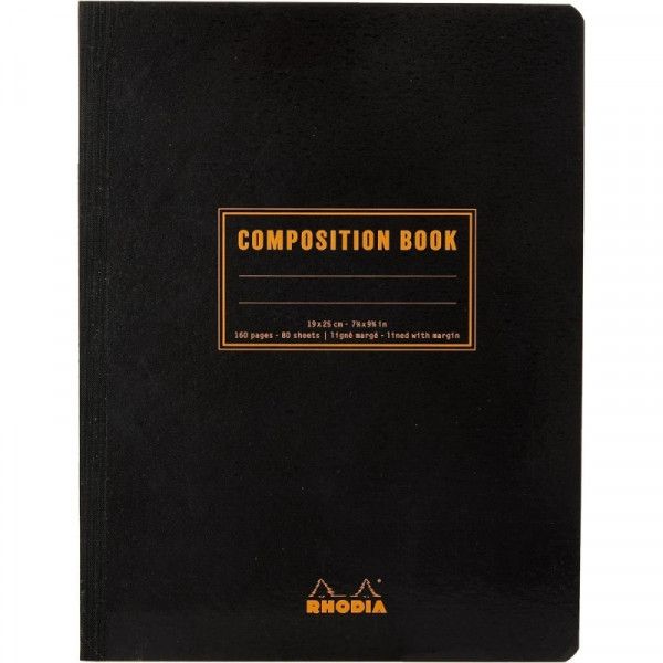Книга для записей B5 190*250, 80л., лин Rhodia Classic склейка сбоку, обл. карт., черный