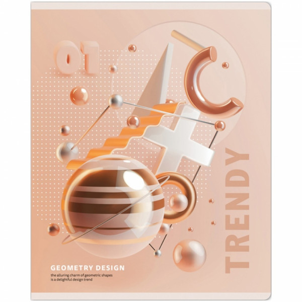 Тетрадь А5 48 л., клет. Стиль. Trendy, скоба сбоку, обл. карт., ассорти