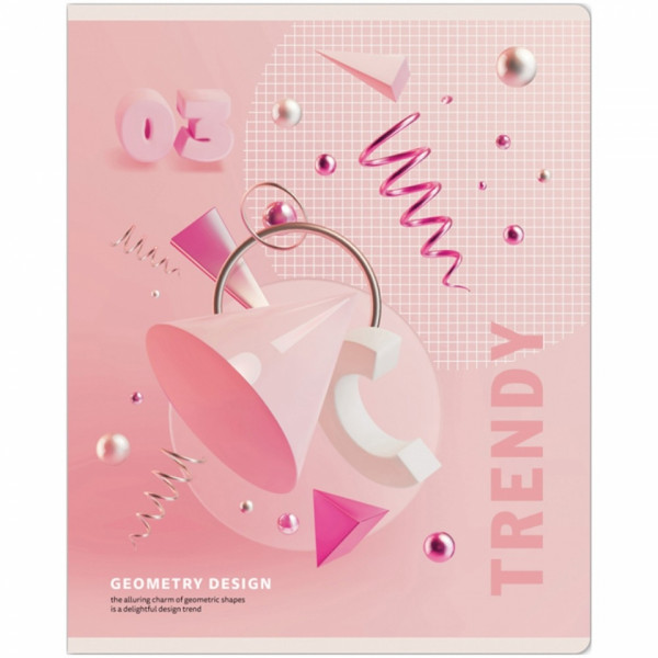 Тетрадь А5 48 л., клет. Стиль. Trendy, скоба сбоку, обл. карт., ассорти