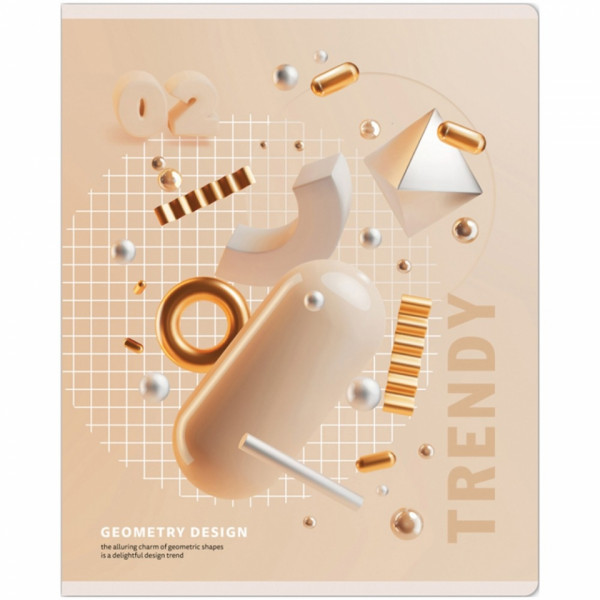 Тетрадь А5 48 л., клет. Стиль. Trendy, скоба сбоку, обл. карт., ассорти