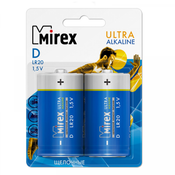 бат_гальв. эл-т щел. алкал. 1,5 V LR20/D Mirex 2BP, 2 шт. бат_гальв. эл-т щел. алкал. 1,5 V LR20/D Mirex 2BP, 2 шт.