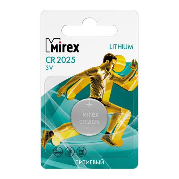 бат_гальв. литиевый дисковый 3 V  CR2025 Mirex 4шт
