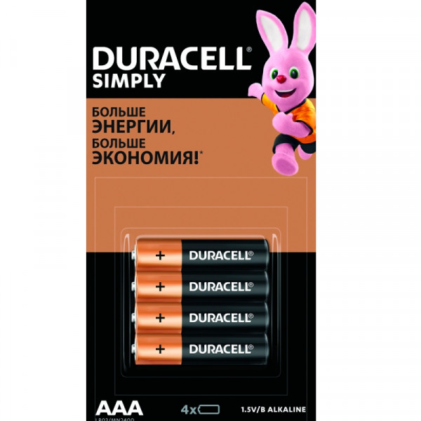 бат_гальв. эл-т щел. алкал. 1,5 V LR03/MN2400 AAA DURACELL SIMPLY 4шт