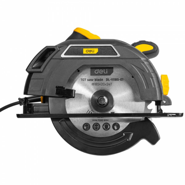 Пила циркулярная Deli YJ185-E1 1300 Вт, 185 мм, до 61 мм, коробка, желтая
