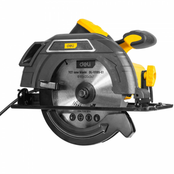 Пила циркулярная Deli YJ185-E1 1300 Вт, 185 мм, до 61 мм, коробка, желтая