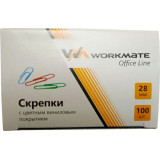 Скрепки канцелярские Workmate 28 мм, цветные, виниловое покрытие, 100 шт/уп, арт. 067000500 Скрепки канцелярские Workmate 28 мм, цветные, виниловое покрытие, 100 шт/уп, арт. 067000500