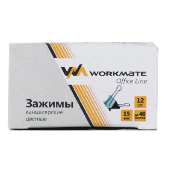 Зажим для бумаг, 15 мм, 12шт, цветной, арт. 065000100