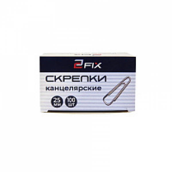 Скрепки 25 мм Бугинком 2Fix металл., 100 шт., треуг., графитовый